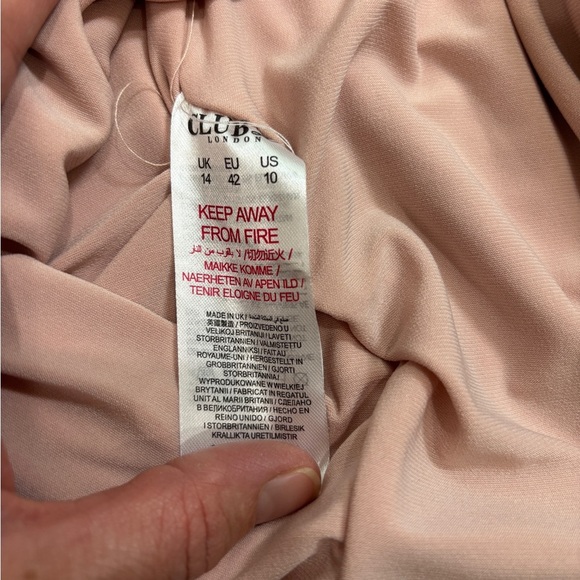 NEW! CLUB L LONDON Blush Pink Maternity Asymmetric Ruched Maxi Dress US 10/UK 14 - Picture 6 of 15